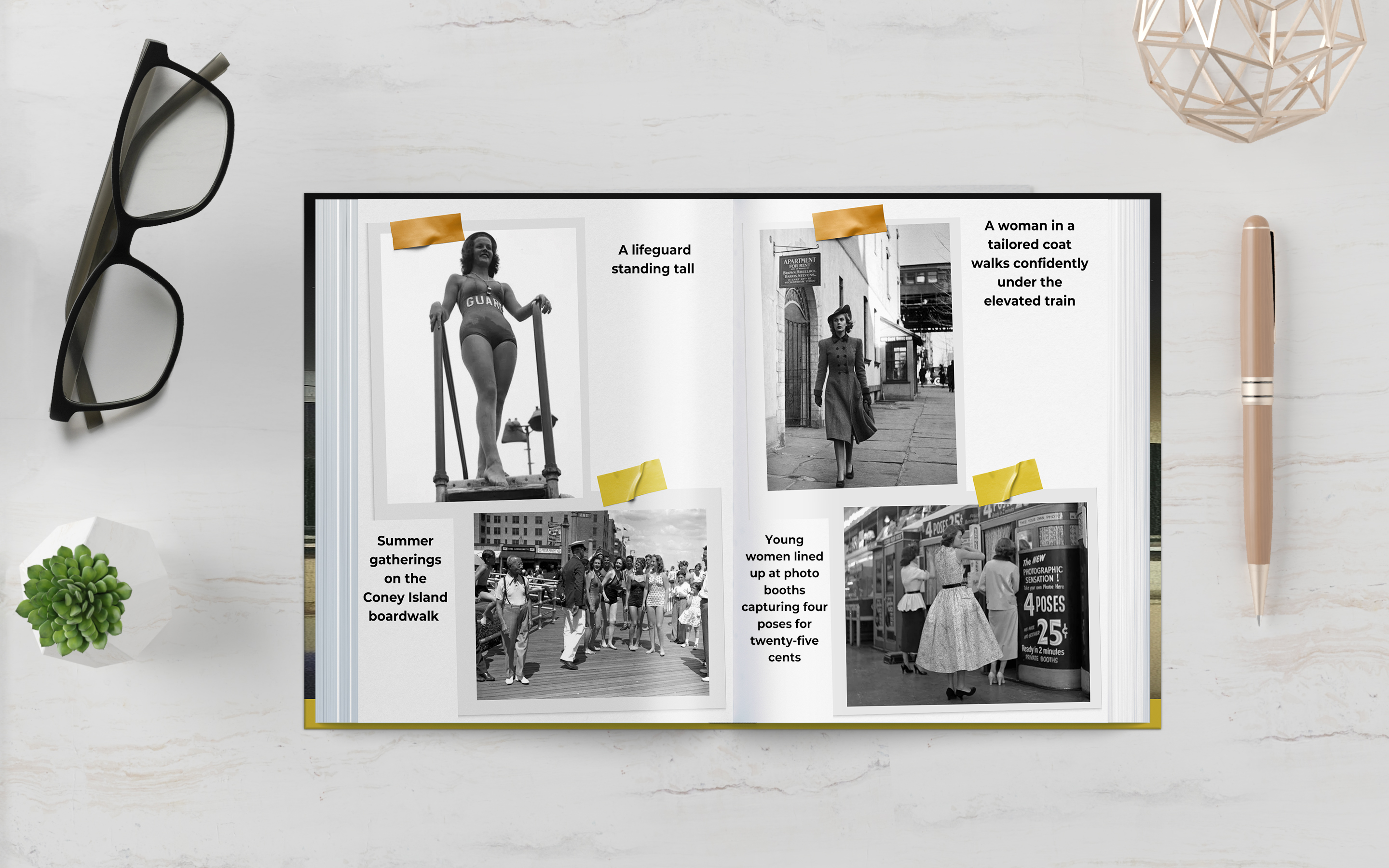 Inside the book — real pages with photographs and captions